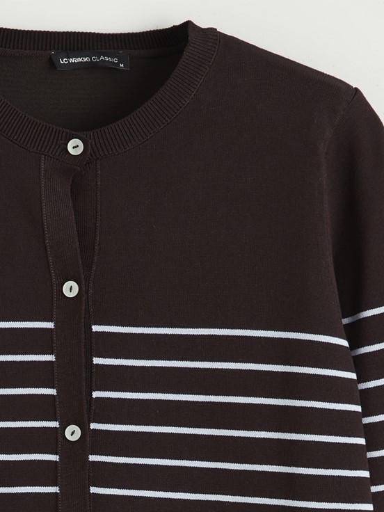 Hırka KOYU KAHVERENGİ ÇİZGİLİ