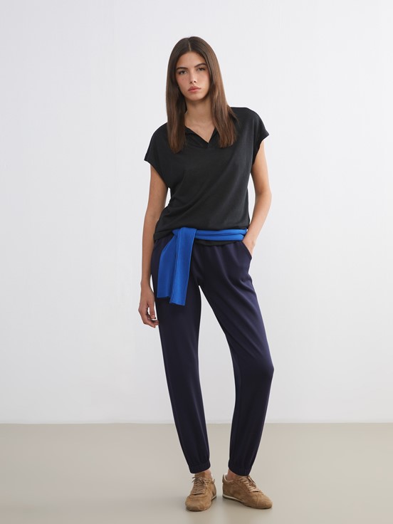 XSIDE Beli Lastikli Kadın Jogger Eşofman Altı LACİVERT