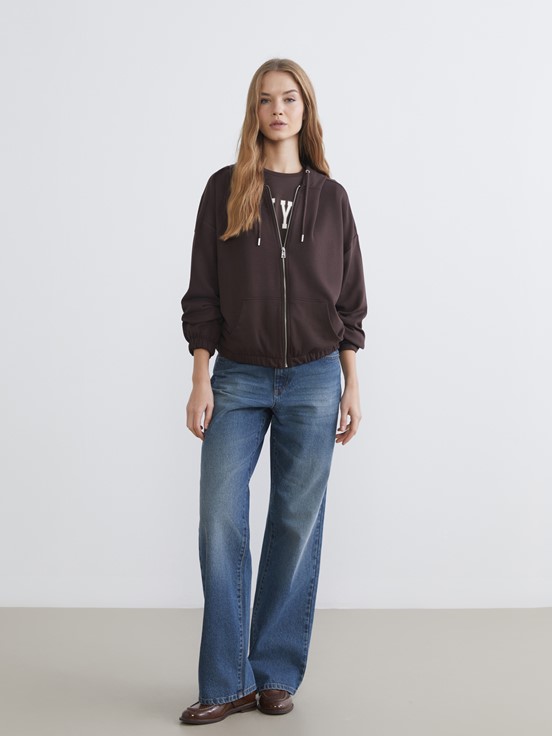 Fermuarlı Sweatshirt KAHVERENGİ