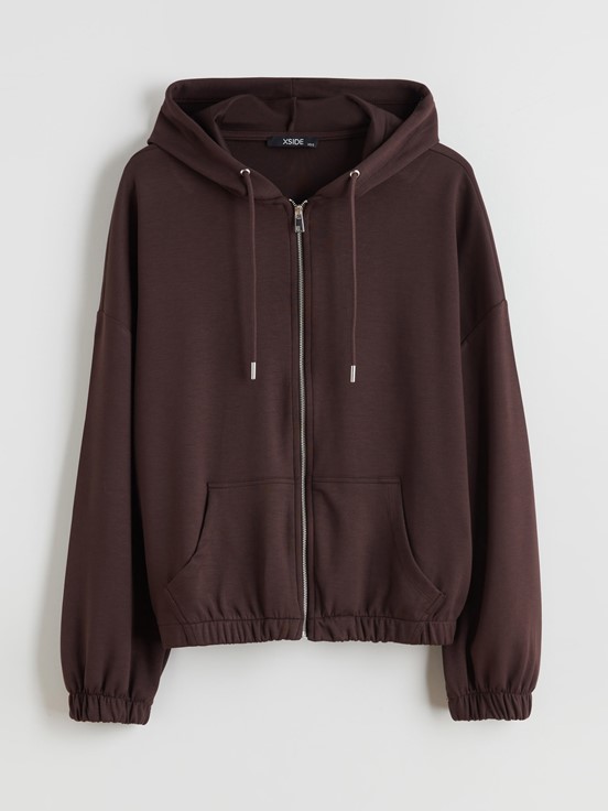 Fermuarlı Sweatshirt KAHVERENGİ