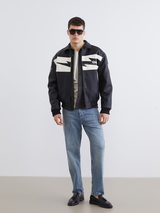 Deri Görünümlü Ceket YENİ SİYAH