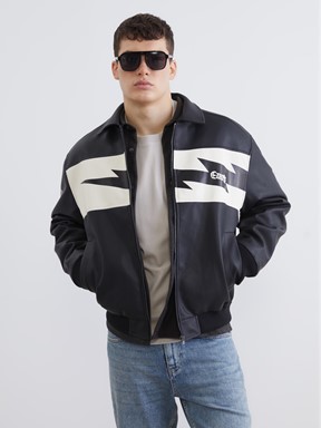 Deri Görünümlü Ceket YENİ SİYAH