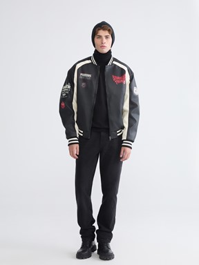 Deri Görünümlü Mont YENİ SİYAH