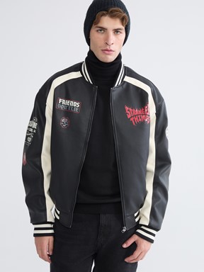 Deri Görünümlü Mont YENİ SİYAH