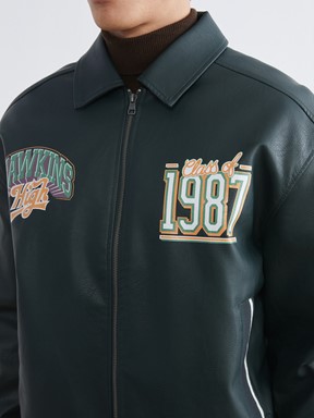 Deri Görünümlü Ceket KOYU YEŞİL