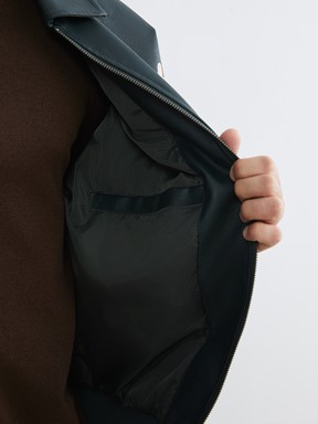 Deri Görünümlü Ceket KOYU YEŞİL