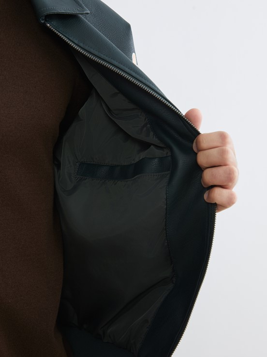 Deri Görünümlü Ceket KOYU YEŞİL