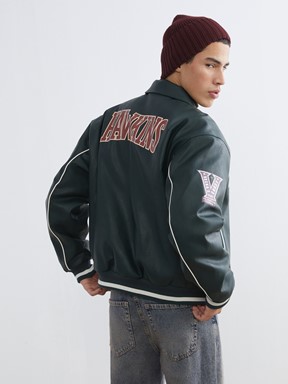 Deri Görünümlü Ceket KOYU YEŞİL