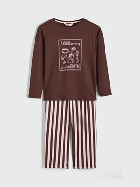 Pijama Takım PEMBE BASKILI