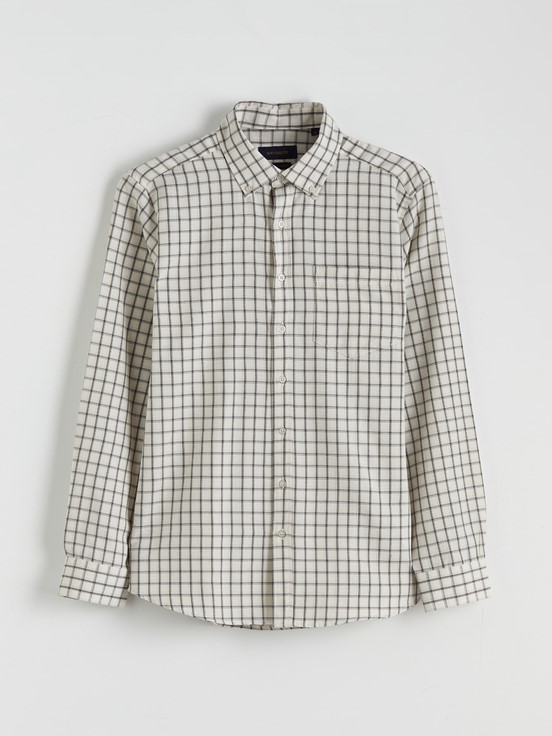 LCW CLASSIC Regular Fit Uzun Kollu Ekose Erkek Oduncu Gömlek EKRU