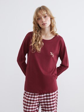 Pijama Takım KOYU KIRMIZI EKOSELİ