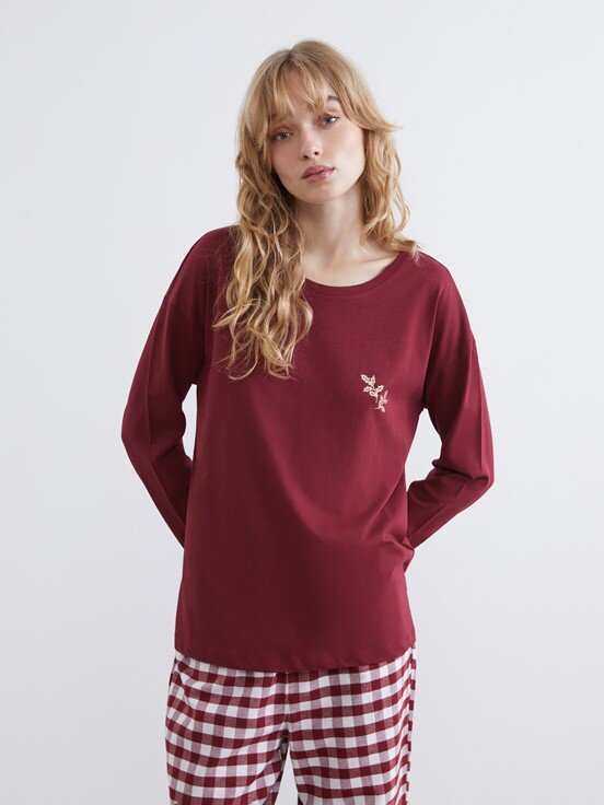 Pijama Takım KOYU KIRMIZI EKOSELİ