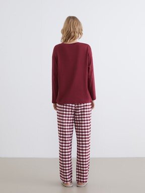 Pijama Takım KOYU KIRMIZI EKOSELİ