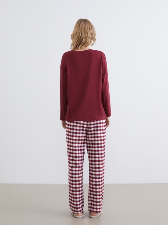 Pijama Takım KOYU KIRMIZI EKOSELİ