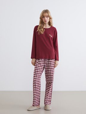 Pijama Takım KOYU KIRMIZI EKOSELİ