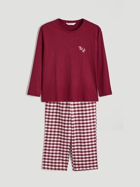 Pijama Takım KOYU KIRMIZI EKOSELİ