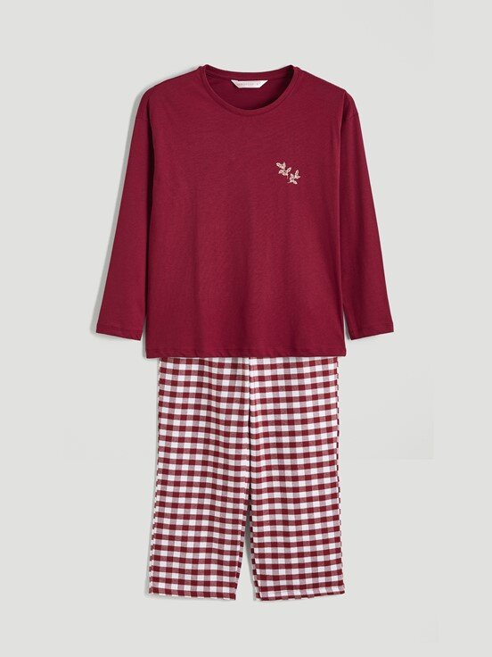 Pijama Takım KOYU KIRMIZI EKOSELİ