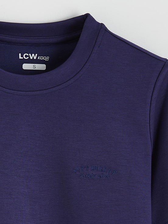 LCW ACTIVE Bisiklet Yaka Kadın Spor Tişört LACİVERT