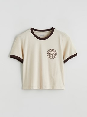 LCW ACTIVE Bisiklet Yaka Baskılı Kadın Spor Tişört KAHVERENGİ