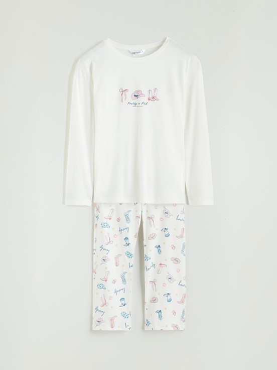 Pijama Takım EKRU BASKILI