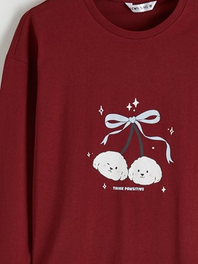 Pijama Takım BORDO BASKILI