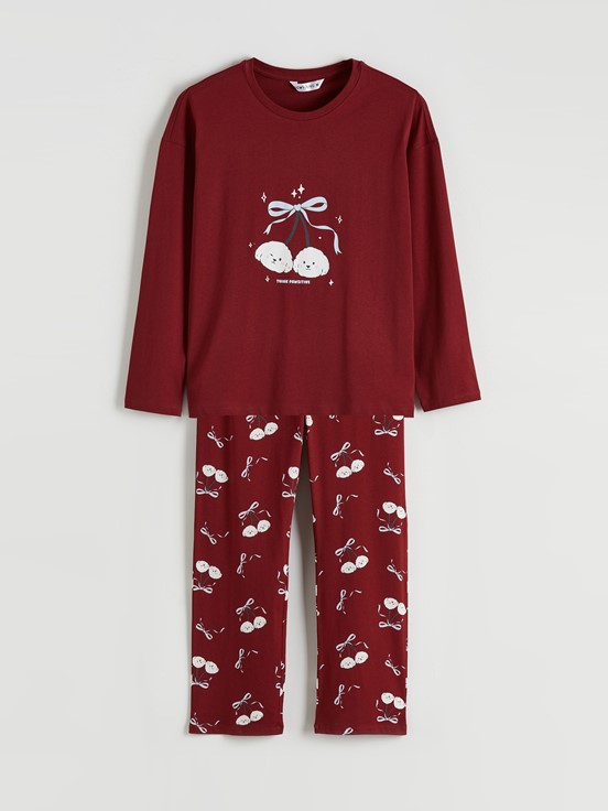 Pijama Takım BORDO BASKILI