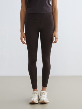 Yüksek Bel Kadın Spor Tayt KOYU KAHVERENGİ