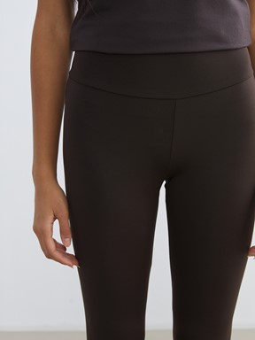 Yüksek Bel Kadın Spor Tayt KOYU KAHVERENGİ