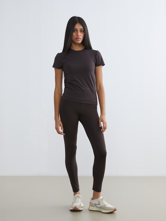 Yüksek Bel Kadın Spor Tayt KOYU KAHVERENGİ