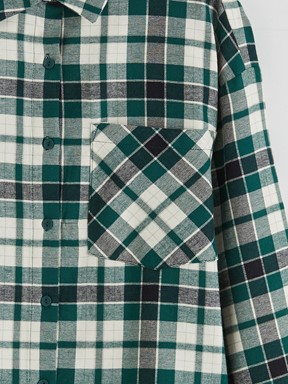 Ekose Oversize Kadın Oduncu Gömlek YEŞİL EKOSELİ