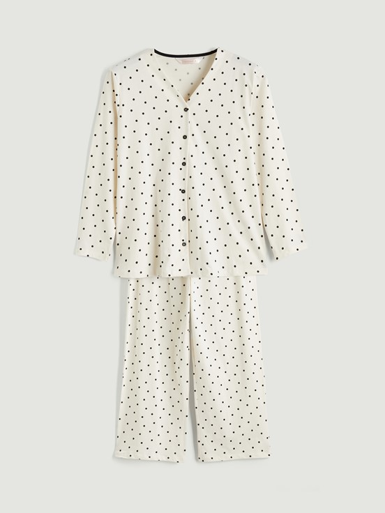 Pijama Takım EKRU BASKILI