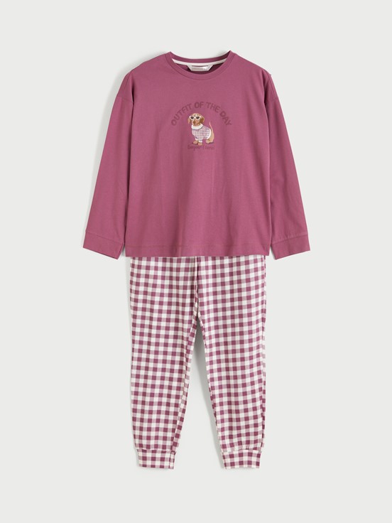 Pijama Takım KOYU KIRMIZI EKOSELİ