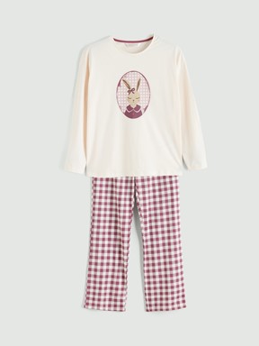 Pijama Takım KOYU KIRMIZI EKOSELİ