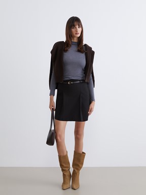 Şort Etek KAHVERENGİ ÇİZGİLİ