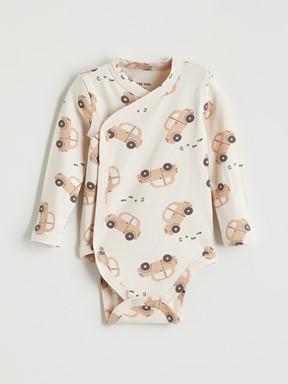 Çıtçıtlı Body AÇIK BEJ BASKILI