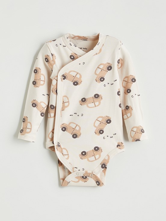 Çıtçıtlı Body AÇIK BEJ BASKILI