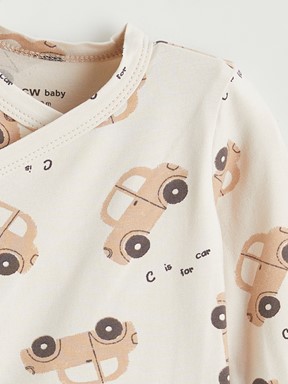 Çıtçıtlı Body AÇIK BEJ BASKILI