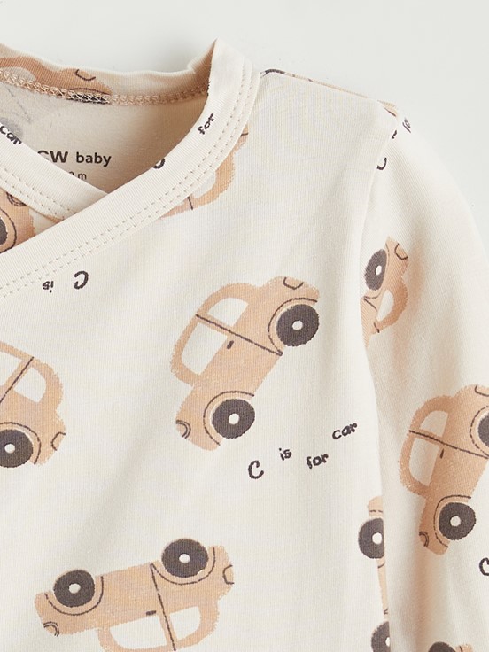 Çıtçıtlı Body AÇIK BEJ BASKILI