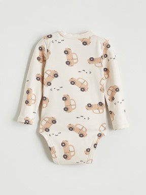 Çıtçıtlı Body AÇIK BEJ BASKILI