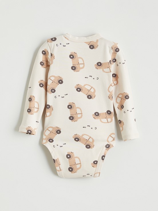 Çıtçıtlı Body AÇIK BEJ BASKILI