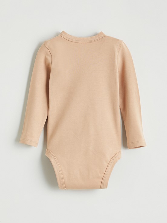 Çıtçıtlı Body AÇIK BEJ BASKILI