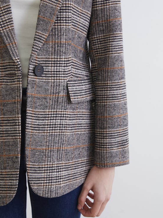 Blazer Ceket KAHVERENGİ EKOSELİ