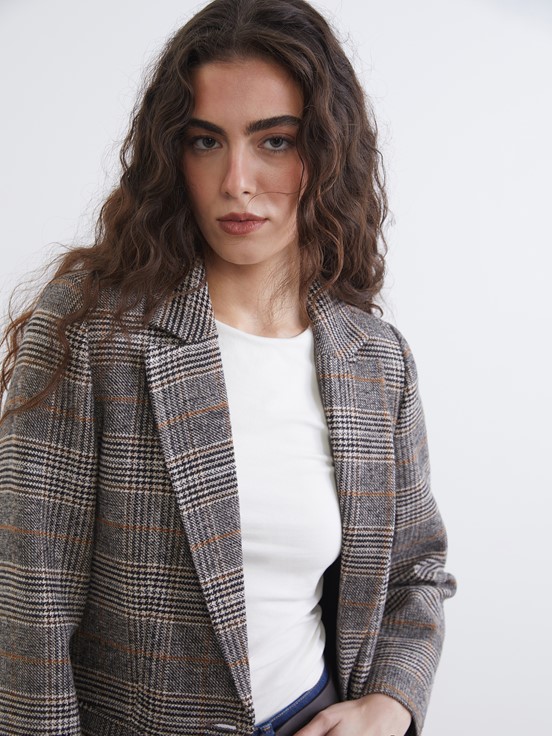 Blazer Ceket KAHVERENGİ EKOSELİ