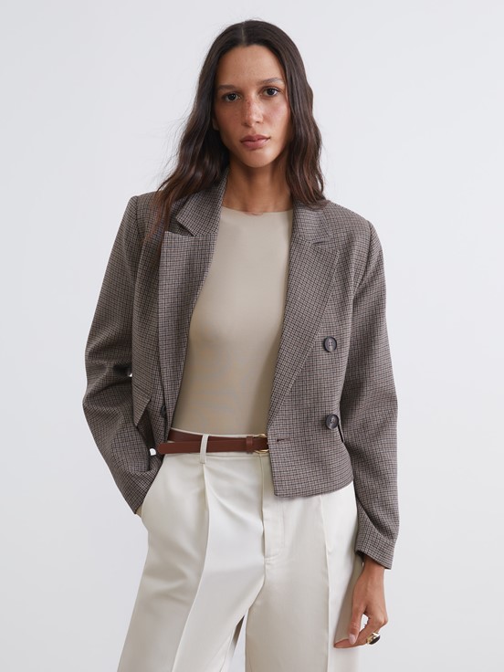 Blazer Ceket KAHVERENGİ EKOSELİ