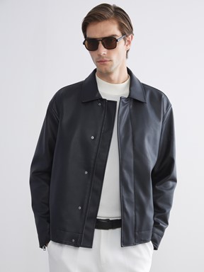 Deri Görünümlü Ceket YENİ SİYAH