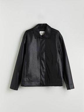 Deri Görünümlü Ceket YENİ SİYAH