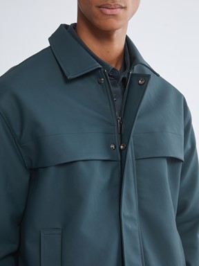 Deri Görünümlü Mont PETROL