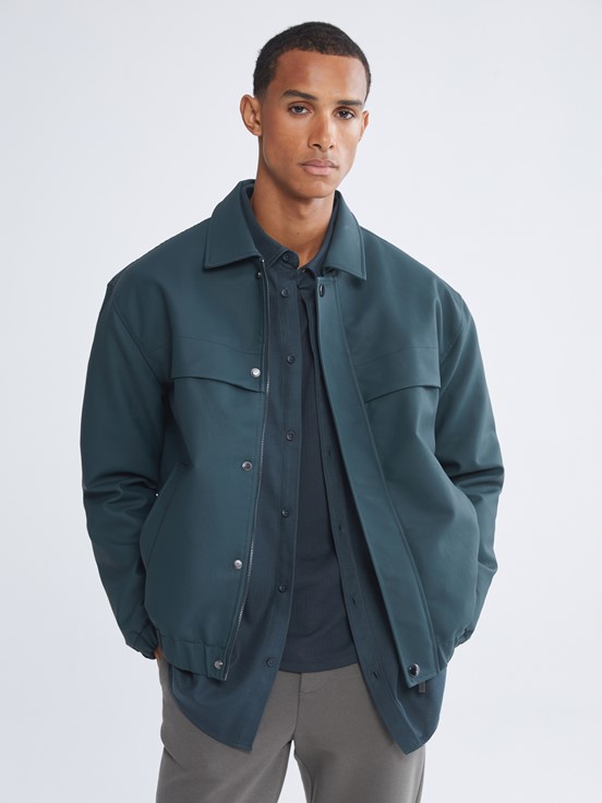 Deri Görünümlü Mont PETROL