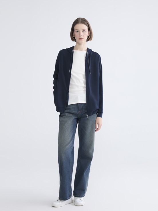 Fermuarlı Sweatshirt LACİVERT