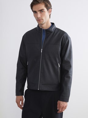 Deri Görünümlü Mont YENİ SİYAH